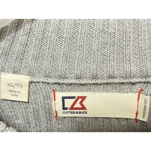Cutter & Buck Mens XL Gray Long Sleeve Warm Heavy Sweater NWT - Picture 5 of 12